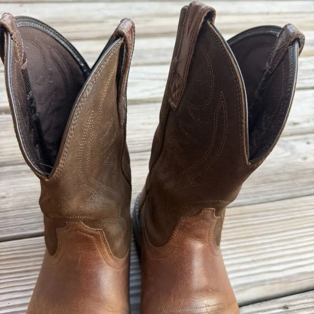 Ariat Groundbreaker Mens Pull On Work Boots Leather Distres Brown Size 10EE Wide